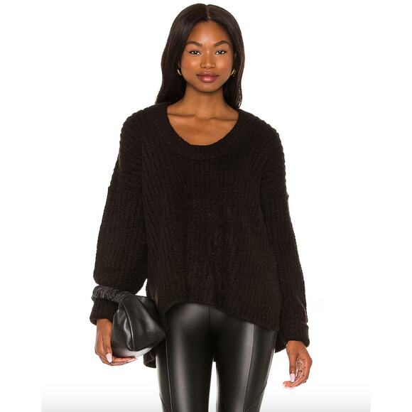 Free People Chunky Knit Blue Bell V-Neck Sweater Small - Picture 1 of 11